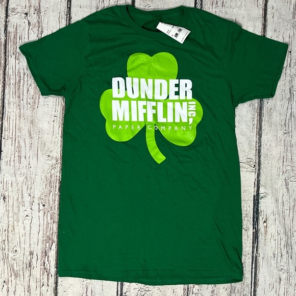 Dunder Mifflin Paper Company Shamrock Irish Womens New St Patrick's Tshirt - Picture 1 of 4